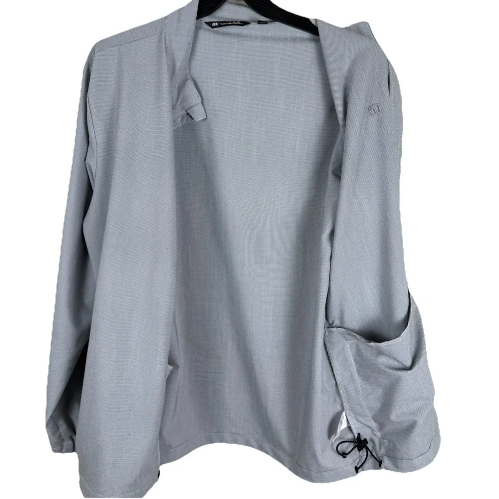 Travis Mathew‎ Jacket Mens XL Gray White Pinstripe Surfside Full Zip Golf